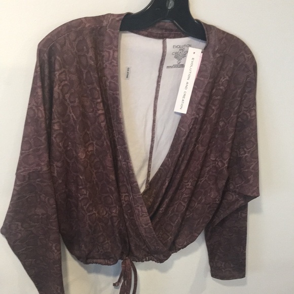 EVOLUTION AND CREATION Women’s Long Sleeve Bolero Inspired Tie Front Top Size S - Picture 8 of 10